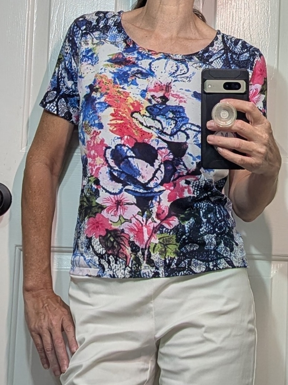 Pierri New York Floral Multicolor Short-Sleeve Top